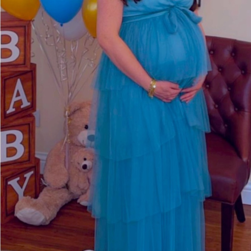 Lulu's Blue Layered Maternity Dress
